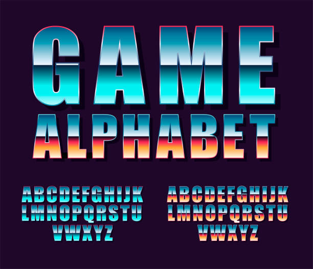 Font 80s vector. Font 80s vector.
Set of vector letters in retro style. Game design. computer icon symbol set alphabet stock illustrations