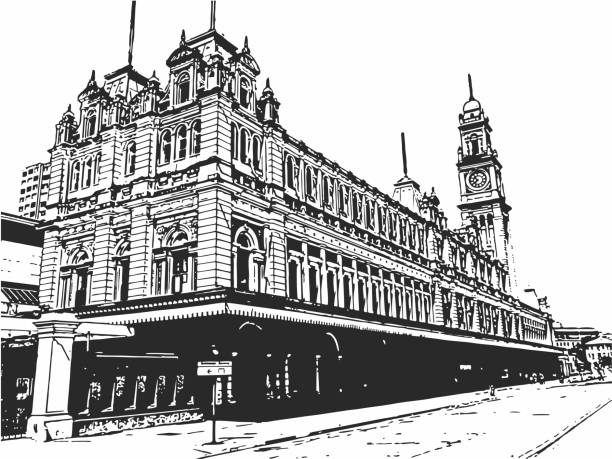 ilustrações, clipart, desenhos animados e ícones de ilustração da estação ferroviária da luz - são paulo