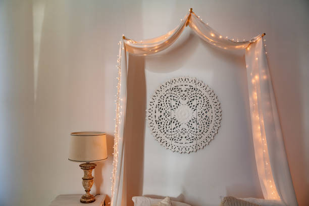 istock the four-poster bed in pastel colours. backlight. 1213277412