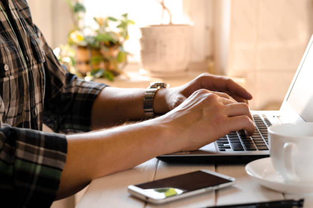 istock Businessman working on Desk at home office business 1213277773