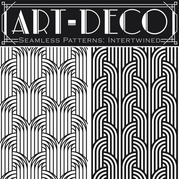 Patrones sin costuraS Art-Deco, entrelazados - ilustración de arte vectorial