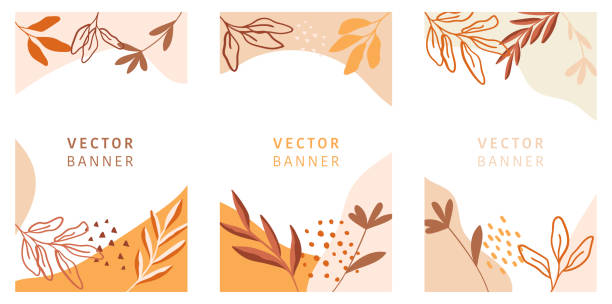 abstrakcyjny kwiatowy wektor współczesnych historii tła. ręcznie rysowane liście szablon. - vector plant autumn season stock illustrations