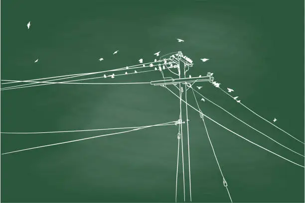 Vector illustration of Birds Hangout Chalkboard