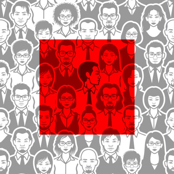 ilustrações, clipart, desenhos animados e ícones de escolha. people seamless pattern. - business standing out from the crowd individuality discovery