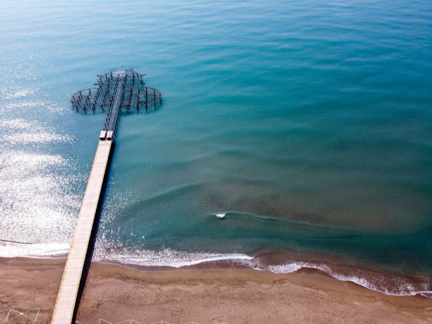 istock aerial shot coast and pier with drone 1213291906