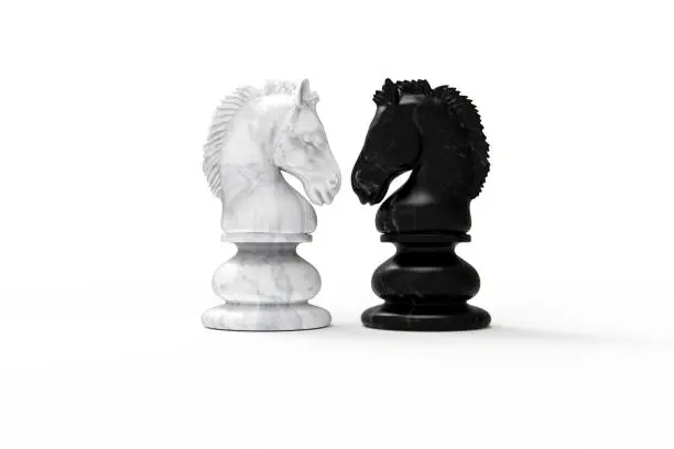 Photo of 3d rendering chess Knight Piece isolated on white background stock photo