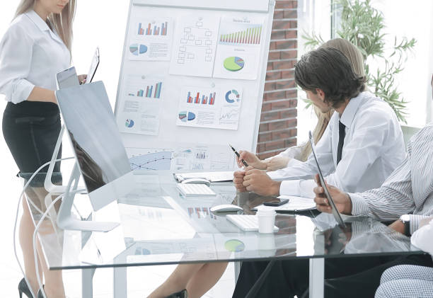 istock speaker presents a new financial project in the conference room 1213295879