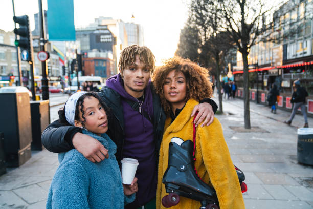 istock Three hip friends portrait in London 1213297955