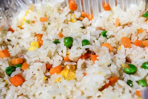 Oriental cantonese rice. Macro image