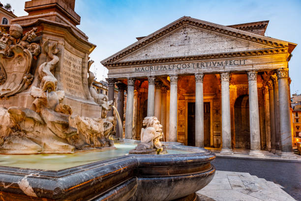 panteón, roma, italia - ancient rome rome fountain pantheon rome fotografías e imágenes de stock