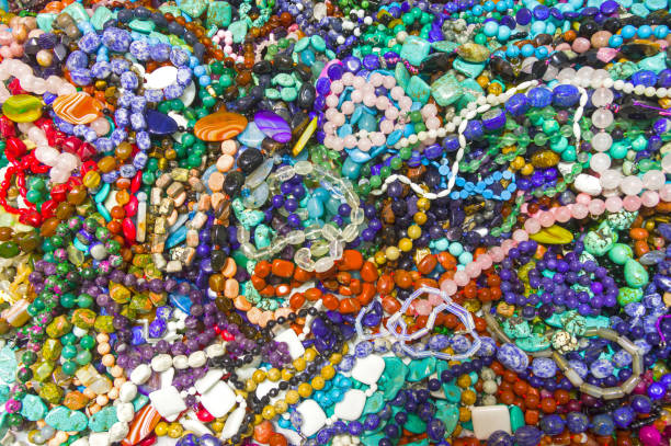 istock Beads from ornamental natural stones. 1213302364