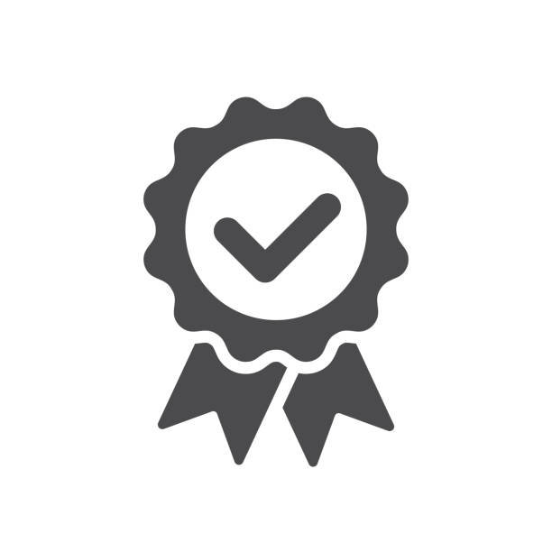 illustrations, cliparts, dessins animés et icônes de icône de qualité, étiquette de ruban de marque de contrôle certifiée. vector produit premium certifié ou meilleur choix recommandé prix et la garantie approuvé timbre certificat - guarantee seal