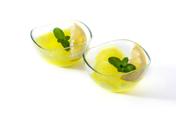 istock Lemon sorbet with mint in glasses 1213307399