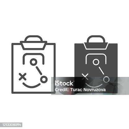 istock Match tactics line and solid icon. Soccer or football game strategy explanation board symbol, outline style pictogram on white background. Sport sign for mobile concept or web design. Vector graphics. 1213308094