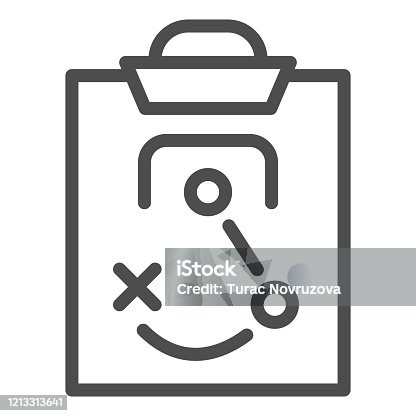 istock Match tactics line icon. Soccer or football game strategy explanation board symbol, outline style pictogram on white background. Sport sign for mobile concept or web design. Vector graphics. 1213313641