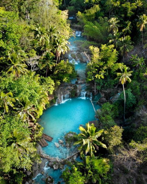 Cambugahay Falls, Siquijor, The Philippines - Aerial Photograph Cambugahay Falls, Siquijor, The Philippines - Aerial Photograph siquijor island stock pictures, royalty-free photos & images