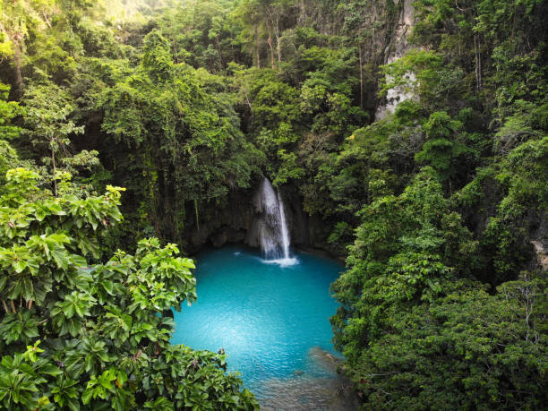 cascate kawasan, cebu, filippine - fotografia aerea - bohol foto e immagini stock