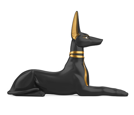 Egyptian Anubis Statue isolated on white background. 3D render