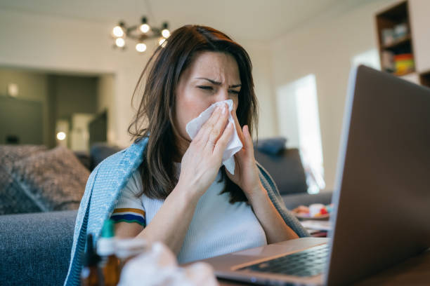 istock Sick woman with flu 1213316700