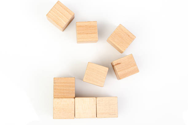 istock Wooden cubes on a white background 1213318205