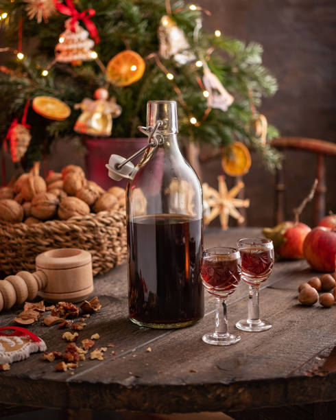 istock Homemade nut liqueur made from unripe walnuts 1213318459