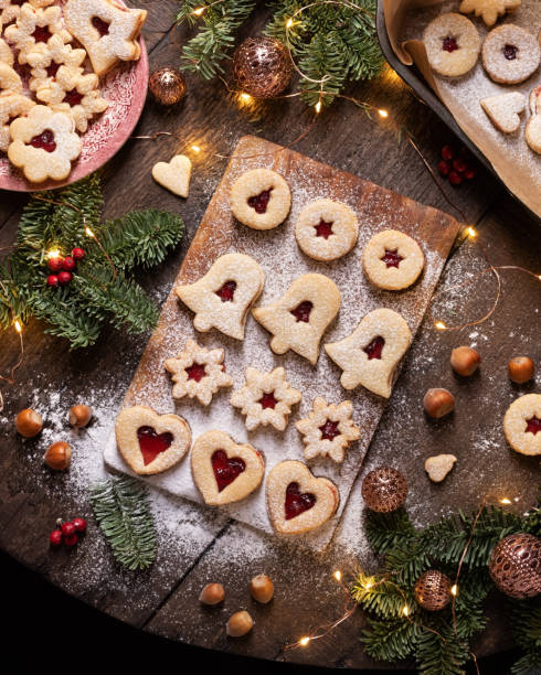 istock Linzer Christmas cookies filled with red currant marmalade 1213318460