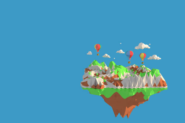 istock 3D illustrator Cappadocia Turkey. 3d rendering low polygon geometry background. Abstract polygonal geometric Shape. Lowpoly minimal style art. 1213319880