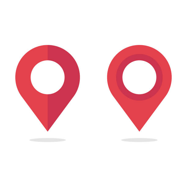 ilustraciones, imágenes clip art, dibujos animados e iconos de stock de pin de mapa, diseño vectorial de icono de ubicación sobre fondo blanco. - world location
