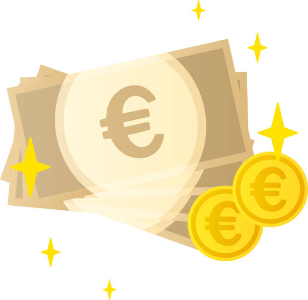 illustrations, cliparts, dessins animés et icônes de illustration vectorielle isolée de l’argent de l’euro - euro