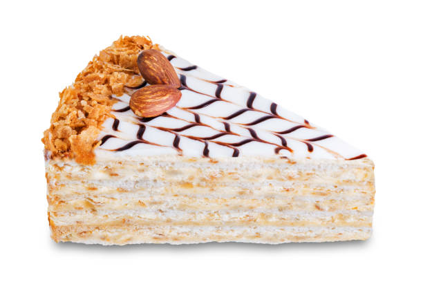 istock Esterhazy cake decorated with almonds on a white isolated background 1213335162