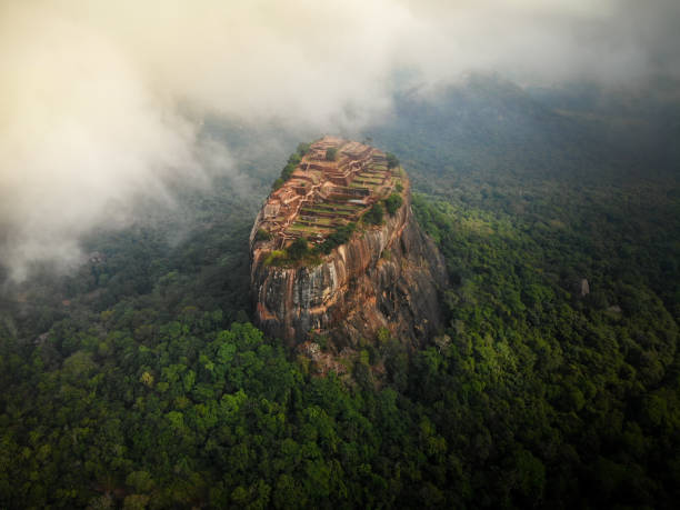 Lion's Rock, Sigiriya, Sri Lanka - Aerial Photograph Lion's Rock, Sigiriya, Sri Lanka - Aerial Photograph dambulla stock pictures, royalty-free photos & images