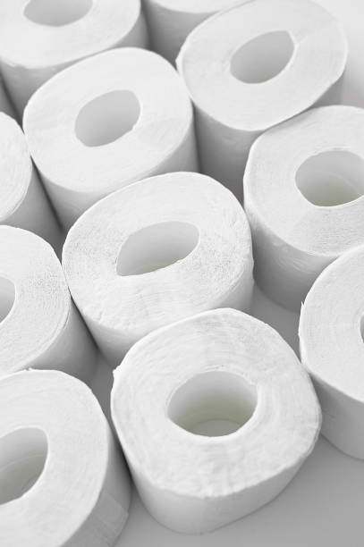 istock Toilet paper on a white background, essential goods.Texture 1213339200
