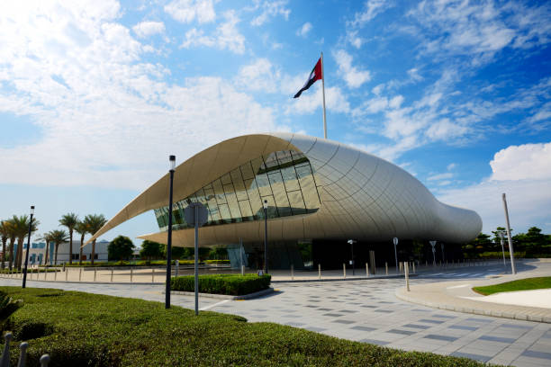 Dubai, UAE - November 16, 2019: The view on Etihad Museum. Its the location where in 1971 the emirates Rulers signed a declaration that marked the formation of the UAE.