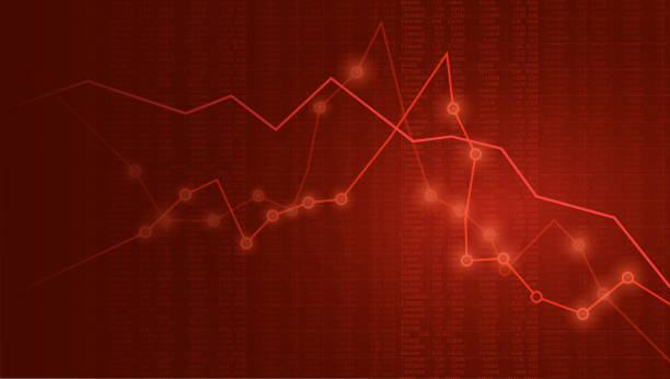 falling down business red chart. vektordarstellung von ausfall-, risiko- oder rezessionsproblemen. - regen grafiken stock-grafiken, -clipart, -cartoons und -symbole
