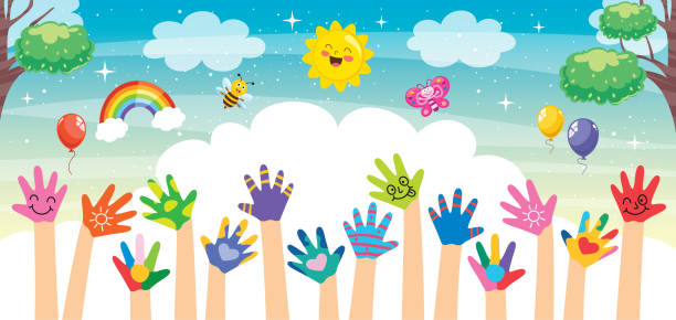 istock Concept Design With Painted Hands Of Little Children 1213349810