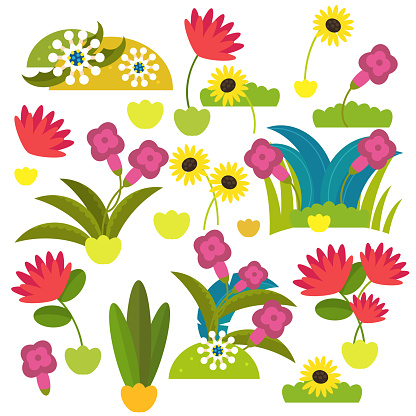Ilustración de Escena De Dibujos Animados Con Hermosas Y Coloridas Flores Sobre Fondo Blanco y más Vectores Libres de Derechos de Alegre - iStock Ilustración de Escena De Dibujos Animados Con Hermosas Y Coloridas Flores Sobre Fondo Blanco y más Vectores Libres de Derechos de Alegre - iStock