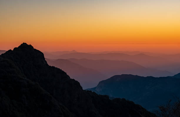 pôr do sol perfeito em sequoia - sequoia national forest - fotografias e filmes do acervo