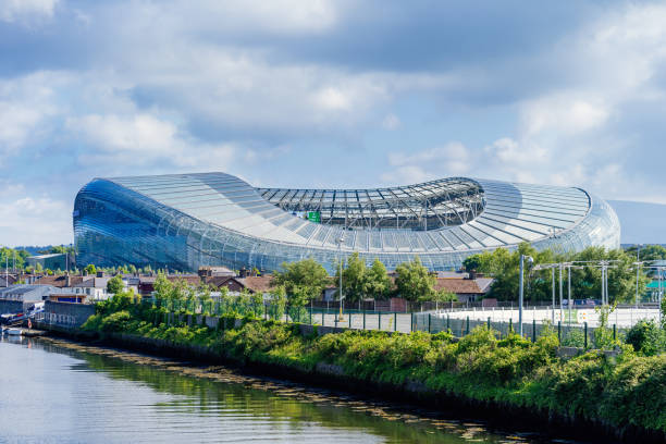 Aviva Stadium is sport stadium located on Lansdowne Road in Dublin stock photo