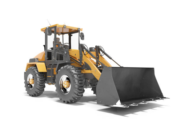 istock Concept excavator tractor for road works 3d render on white background with shadow 1213353622