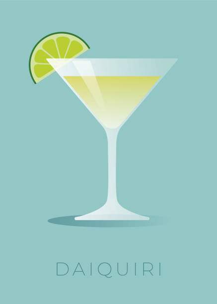 illustrazioni stock, clip art, cartoni animati e icone di tendenza di cocktail daiquiri con cuneo di lime. - aperitivo