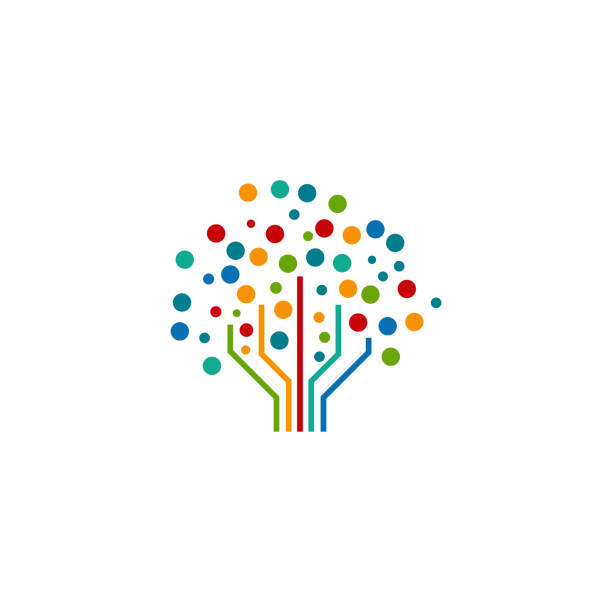 Modern Digital tree logo designs concept vector, Tech Tree Logo symbol vector Modern Digital tree logo designs concept vector, Tech Tree Logo symbol vector origins stock illustrations