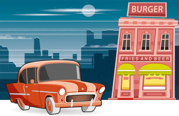 Vector illustration of Burger restaurant