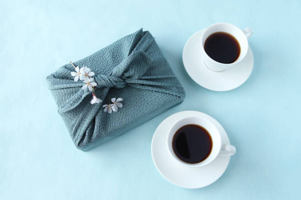 istock Sakura and furoshiki and coffee 1213372999