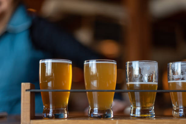 istock Low angle closeup of craft beer flight 1213374027