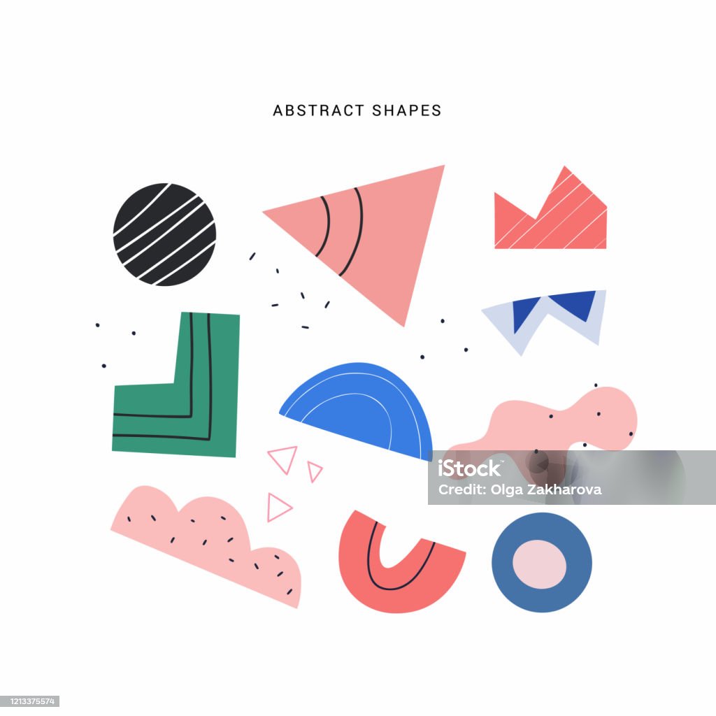 Abstract Objects Drawing Abstract Shapes Hand Drawn Flat Illustrations Set Stock Illustration ...
