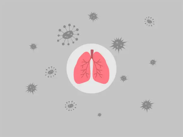 Vector illustration of Virus is all around Lung and trachea