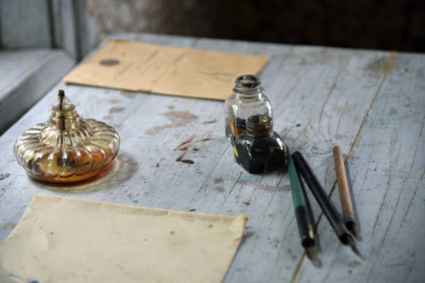istock An ancient painters stables, pens, ink, paper and thinner 1213408682