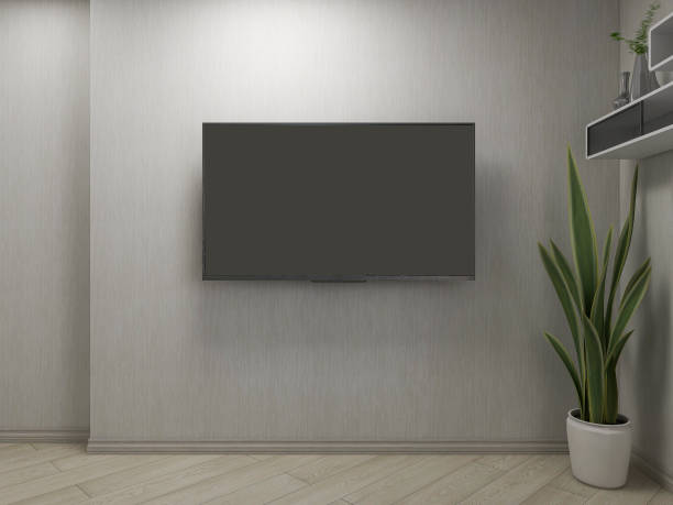 istock 3D rendering, comfortable and clean bedroom with bed, TV and green plants, etc. 1213416905