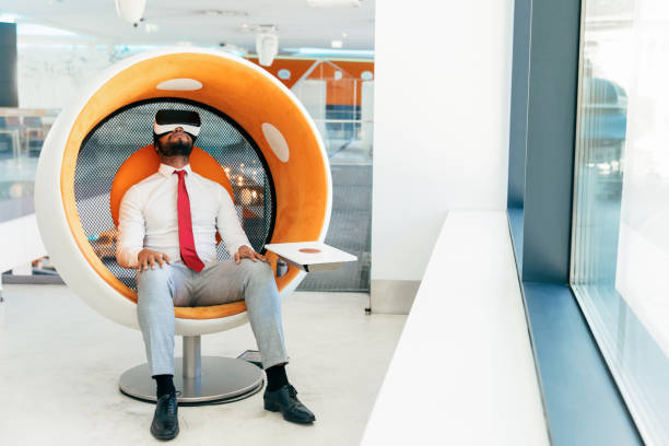 Relaxed businessman enjoying virtual video