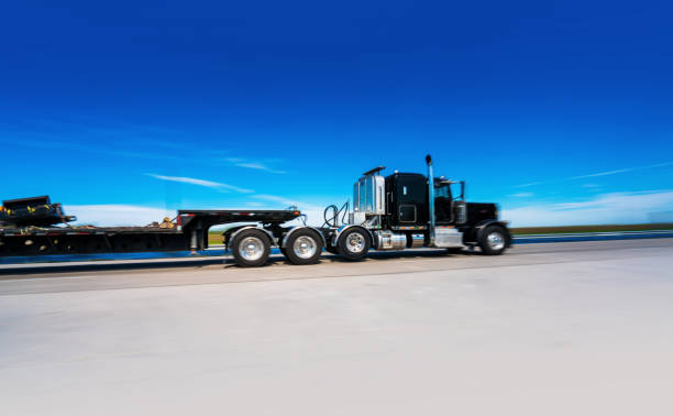 istock Black semi truck motion panning speed 1213420186